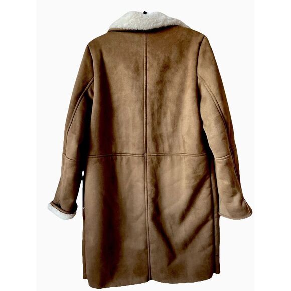 New $350 Ralph Lauren Faux Suede and Shearling Trim Coat Size Medium - Picture 4 of 6